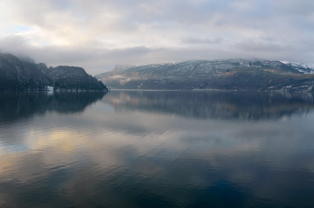 Early morning in Sauda fjord, Norway
