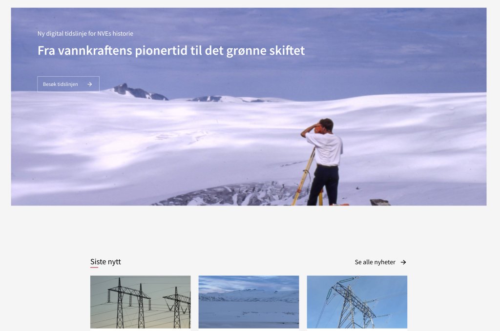Bildet er en skjermdump av forsiden til nve.no