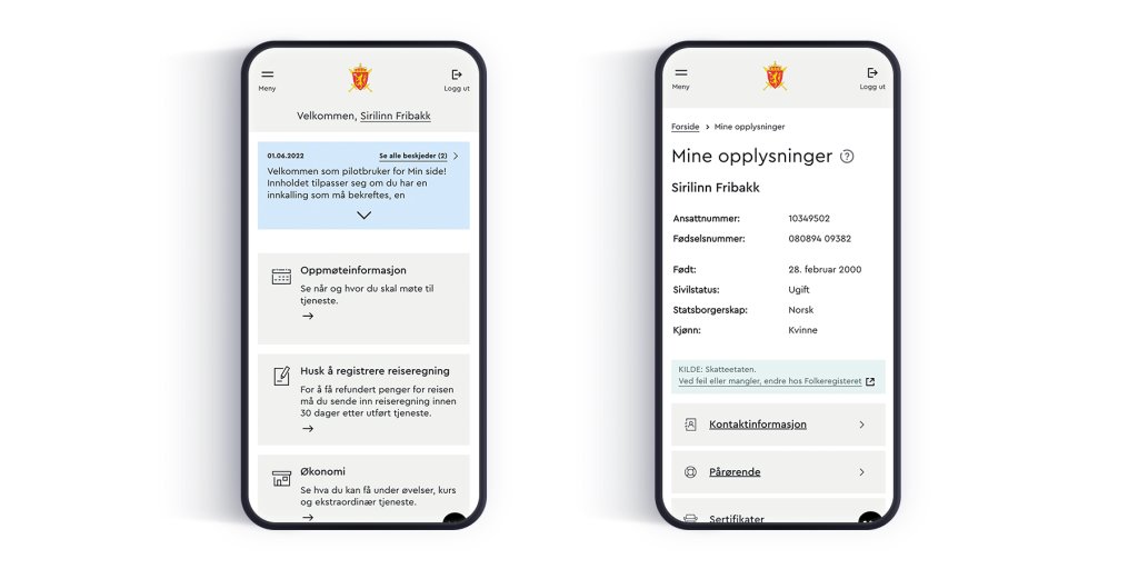 Bilde viser en mobiltelefon der en som skal i førstegangstjenesten får utdrag fra Min side