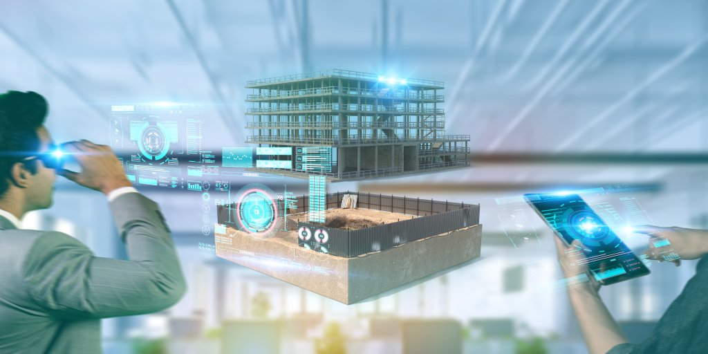 new normal Futuristic Technology concept in smart business indudstry using ai artificial intelligence, machine learning, digital twin, 5g, big data, iot, augmented mixed virtual rality, ar, vr,robot,