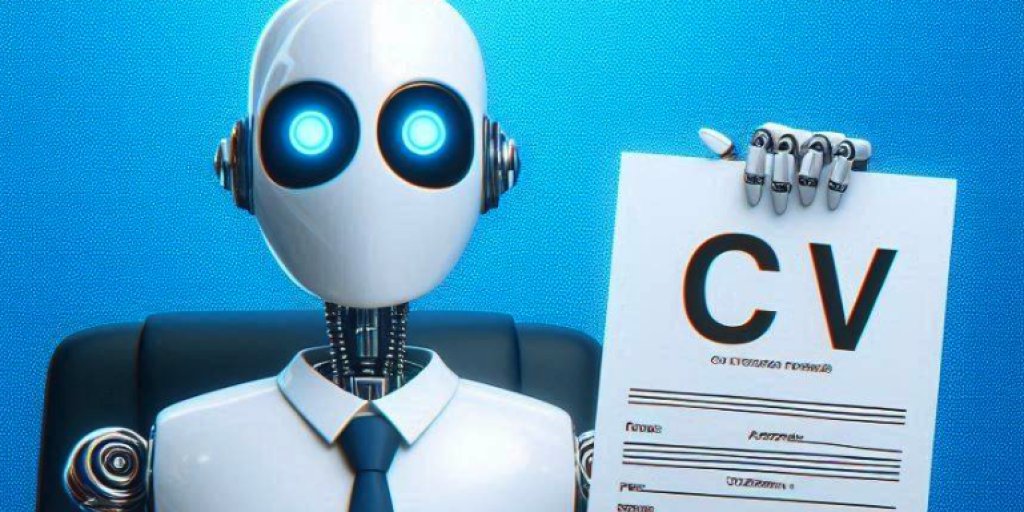 A robot holding a CV. Image generated by Microsoft Copilot.