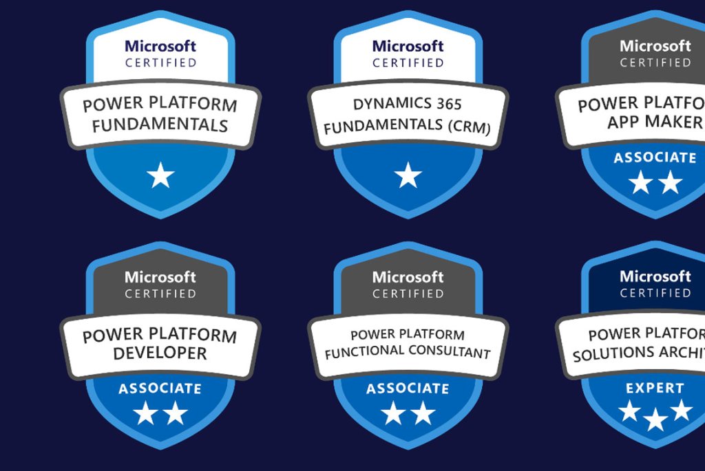 På bildet ser du noen av de sertifikatene våre konsulenter mottar når de tar Power Plattform Academy