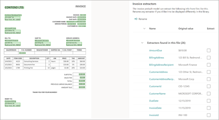 Eksempel på hvordan du trener en modell til å gjenkjenne fakturaer