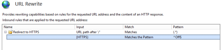 IIS UrlRewrite 2.0 HTTPS redirect rule