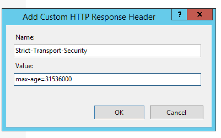 IIS Add Custom HTTP Response Header Gui