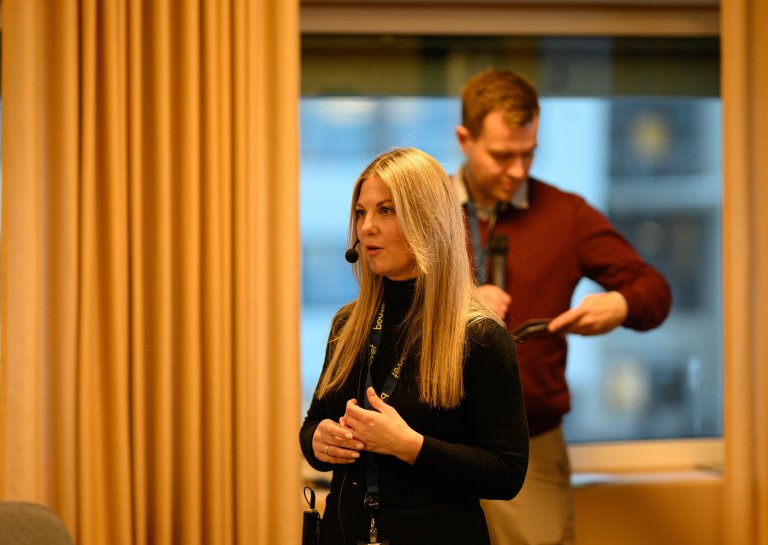 Vår egen partneransvarlig for Microsoft, Ane Ravna Rørmoen ga en introduksjon til Microsoft Copilot 365. Foto: Håkon Rossebø