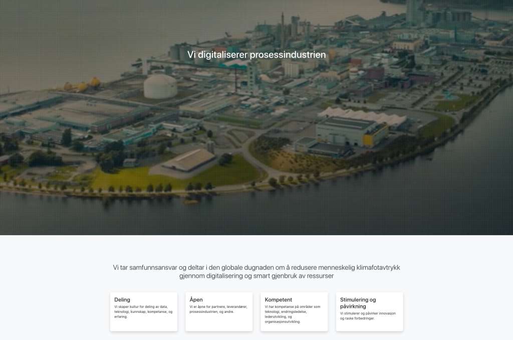 Skjermbilde av nettside for Herøya industripark