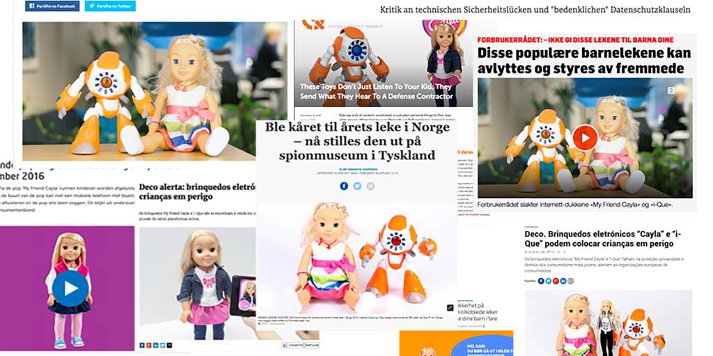 Montasje av Cayla i nyhetene fra nasjonale og internasjonale medier